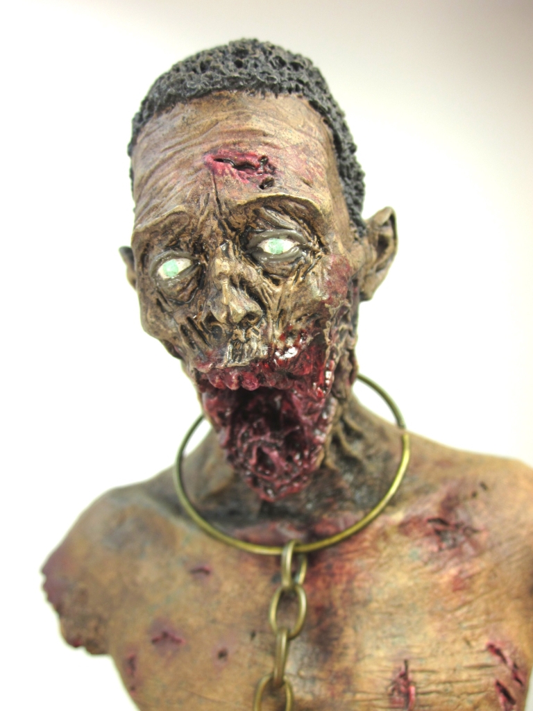 Michonne Walking Dead Threezero Michonne's Pet zombie face closeup