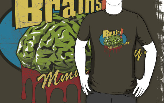 brains-zombie-tshirt Brains! mmmmmm tasty zombie t-shirt