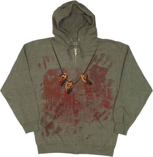 Walking Dead Daryl Dixon Costume Ear Necklace Crossbow Full Zipper Hooded Sweatshirt