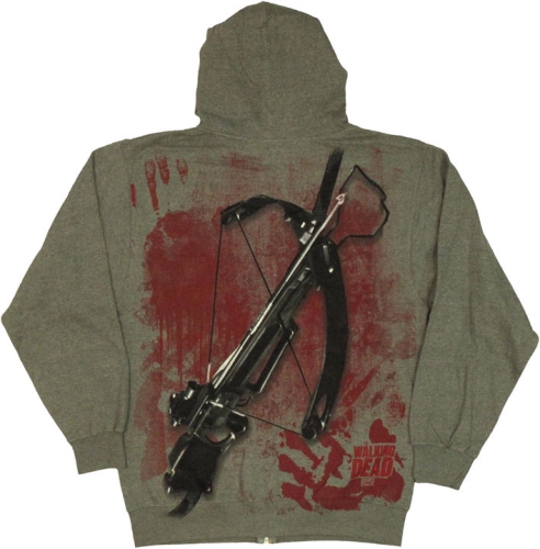 Walking Dead Daryl Dixon Costume Ear Necklace Crossbow Full Zipper Hooded Sweatshirt