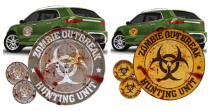 Zombie Car Decals Featured Orange and Gray