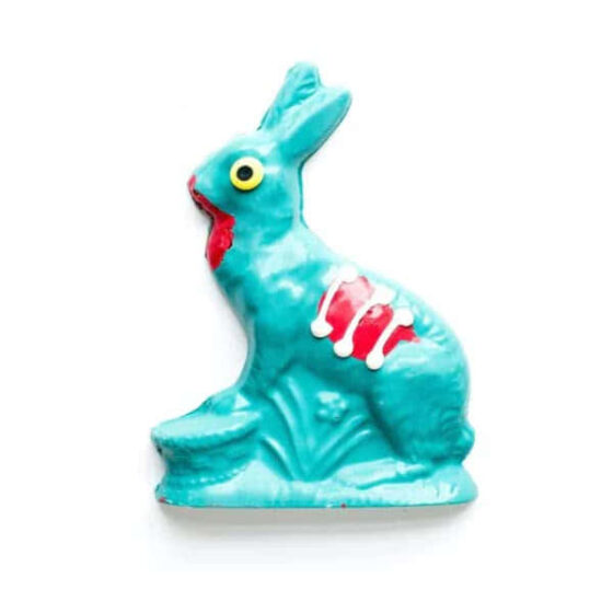 Zombie chocolate Easter bunny isolated on a white background