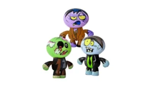 Inflatable zombie toy set. Set of 3 colorful inflatable zombie toys.