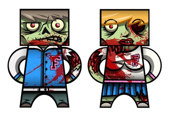 free zombie jock and cheerleader paper craft