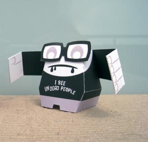 Photo of paper George Romero inspired toy assembled