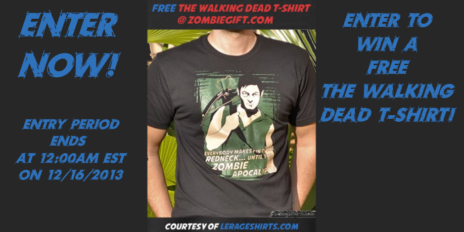 Walking Dead giveaway,zombie t-shirt giveaway