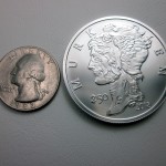Zombucks zombie silver round with quarter size comparison
